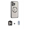 MARSİLYAN™- iPhone 15 Pro Max Kılıf Ahenk Işık Serisi - Siyah Joko Magic 5D Cam + PVD Metal Kamera Lens - TU