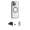 MARSİLYAN™- iPhone 15 Pro Max Kılıf Ahenk Işık Serisi - Siyah Joko Magic 5D Cam + Raze Metal Kamera Lens - GS