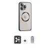 MARSİLYAN™- iPhone 15 Pro Max Kılıf Ahenk Işık Serisi - Siyah Joko Magic 5D Cam + PVD Metal Kamera Lens - SH
