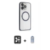 MARSİLYAN™- iPhone 15 Pro Max Kılıf Ahenk Işık Serisi - Siyah Joko Magic 5D Cam + PVD Metal Kamera Lens - SH