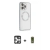 MARSİLYAN™- iPhone 15 Pro Max Kılıf Ahenk Işık Serisi - Siyah Joko Magic 5D Hayalet Cam + PVD Metal Kamera Lens - GS