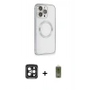 MARSİLYAN™- iPhone 15 Pro Max Kılıf Ahenk Işık Serisi - Siyah Joko Magic 5D Hayalet Cam + PVD Metal Kamera Lens - SH