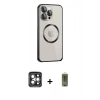 MARSİLYAN™- iPhone 15 Pro Max Kılıf Ahenk Işık Serisi - Siyah Joko Magic 5D Hayalet Cam + PVD Metal Kamera Lens - GI
