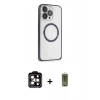 MARSİLYAN™- iPhone 15 Pro Max Kılıf Ahenk Işık Serisi - Siyah Joko Magic 5D Hayalet Cam + PVD Metal Kamera Lens - TU