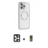 MARSİLYAN™- iPhone 15 Pro Max Kılıf Ahenk Işık Serisi - Siyah Joko Magic 5D Hayalet Cam + PVD Metal Kamera Lens - LT
