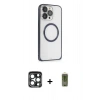 MARSİLYAN™- iPhone 15 Pro Max Kılıf Ahenk Işık Serisi - Siyah Joko Magic 5D Hayalet Cam + PVD Metal Kamera Lens - LT