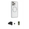 MARSİLYAN™- iPhone 15 Pro Max Kılıf Ahenk Işık Serisi - Siyah Joko Magic 5D Hayalet Cam + Raze Metal Kamera Lens - TMGI