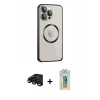MARSİLYAN™- iPhone 15 Pro Max Kılıf Ahenk Işık Serisi - Siyah Polymer Nano Ekran Koruyucu + Raze Metal Kamera Lens - SH