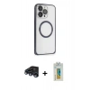 MARSİLYAN™- iPhone 15 Pro Max Kılıf Ahenk Işık Serisi - Siyah Polymer Nano Ekran Koruyucu + Raze Metal Kamera Lens - LT