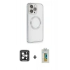 MARSİLYAN™- iPhone 15 Pro Max Kılıf Ahenk Işık Serisi - Siyah Polymer Nano Ekran Koruyucu + Siyah PVD Metal Kamera Lens