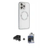 MARSİLYAN™- iPhone 15 Pro Max Kılıf Ahenk Işık Serisi - Siyah Vanessa Magic Cam + Gümüş Raze Metal Kamera Lens