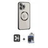 MARSİLYAN™- iPhone 15 Pro Max Kılıf Ahenk Işık Serisi - Siyah Vanessa Magic Cam + PVD Metal Kamera Lens - GI