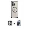 MARSİLYAN™- iPhone 15 Pro Max Kılıf Ahenk Işık Serisi - Siyah Vanessa Magic Cam + PVD Metal Kamera Lens - GS