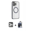 MARSİLYAN™- iPhone 15 Pro Max Kılıf Ahenk Işık Serisi - Siyah Vanessa Magic Cam + PVD Metal Kamera Lens - GS