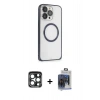 MARSİLYAN™- iPhone 15 Pro Max Kılıf Ahenk Işık Serisi - Siyah Vanessa Magic Cam + PVD Metal Kamera Lens - LT