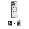 MARSİLYAN™- iPhone 15 Pro Max Kılıf Ahenk Işık Serisi - Siyah Vanessa Magic Cam + PVD Metal Kamera Lens - TU
