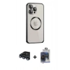 MARSİLYAN™- iPhone 15 Pro Max Kılıf Ahenk Işık Serisi - Siyah Vanessa Magic Cam + Raze Metal Kamera Lens - LT
