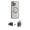 MARSİLYAN™- iPhone 15 Pro Max Kılıf Ahenk Işık Serisi - Siyah Vanessa Magic Cam + Raze Metal Kamera Lens - TMGI