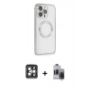 MARSİLYAN™- iPhone 15 Pro Max Kılıf Ahenk Işık Serisi - Siyah Vanessa Magic Hayalet Cam + PVD Metal Kamera Lens - GI