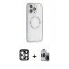 MARSİLYAN™- iPhone 15 Pro Max Kılıf Ahenk Işık Serisi - Siyah Vanessa Magic Hayalet Cam + PVD Metal Kamera Lens - LT