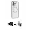 MARSİLYAN™- iPhone 15 Pro Max Kılıf Ahenk Işık Serisi - Siyah Vanessa Magic Hayalet Cam + Raze Metal Kamera Lens - SH