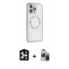 MARSİLYAN™- iPhone 15 Pro Max Kılıf Ahenk Işık Serisi - Siyah Vanessa Magic Hayalet Cam + PVD Metal Kamera Lens - TU