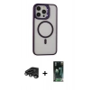 MARSİLYAN™- iPhone 15 Pro Max Kılıf Ahenk Klasik Özel Seri - Şeffaf 360 Full Body Arka Koruyucu + Raze Metal Kamera Lens - TMGI