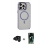MARSİLYAN™- iPhone 15 Pro Max Kılıf Ahenk Klasik Özel Seri - Şeffaf 360 Full Body Arka Koruyucu + Raze Metal Kamera Lens - TMGI