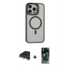 MARSİLYAN™- iPhone 15 Pro Max Kılıf Ahenk Klasik Özel Seri - Şeffaf 360 Full Body Arka Koruyucu + Raze Metal Kamera Lens - GS