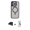 MARSİLYAN™- iPhone 15 Pro Max Kılıf Ahenk Klasik Özel Seri - Şeffaf Pasifik Cam Ekran Koruyucu + Raze Metal Kamera Lens - GS