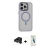 MARSİLYAN™- iPhone 15 Pro Max Kılıf Ahenk Klasik Özel Seri - Şeffaf Pasifik Cam Ekran Koruyucu + Raze Metal Kamera Lens - GS