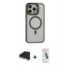MARSİLYAN™- iPhone 15 Pro Max Kılıf Ahenk Klasik Özel Seri - Şeffaf Pasifik Cam Ekran Koruyucu + Raze Metal Kamera Lens - LT