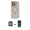 MARSİLYAN™- iPhone 15 Pro Max Kılıf Ahenk Klasik Özel Seri - Siyah 360 Mat Full Body Arka Koruyucu + PVD Metal Kamera Lens - SH