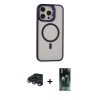 MARSİLYAN™- iPhone 15 Pro Max Kılıf Ahenk Klasik Özel Seri - Siyah 360 Mat Full Body Arka Koruyucu + Raze Metal Kamera Lens - LT