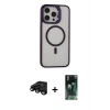 MARSİLYAN™- iPhone 15 Pro Max Kılıf Ahenk Klasik Özel Seri - Siyah 360 Mat Full Body Arka Koruyucu + Raze Metal Kamera Lens - SH