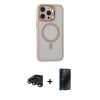 MARSİLYAN™- iPhone 15 Pro Max Kılıf Ahenk Klasik Özel Seri - Siyah 3D Antistatik Hayalet Cam Ekran Koruyucu + Raze Metal Kamera Lens - TMGI