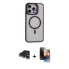 MARSİLYAN™- iPhone 15 Pro Max Kılıf Ahenk Klasik Özel Seri - Siyah 3D Antistatik Mat Seramik Nano Ekran Koruyucu + Raze Metal Kamera Lens - GS