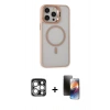 MARSİLYAN™- iPhone 15 Pro Max Kılıf Ahenk Klasik Özel Seri - Siyah 3D Antistatik Mat Seramik Nano Ekran Koruyucu + PVD Metal Kamera Lens - GS