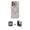MARSİLYAN™- iPhone 15 Pro Max Kılıf Ahenk Klasik Özel Seri - Siyah 3D Antistatik Mat Seramik Nano Ekran Koruyucu + PVD Metal Kamera Lens - SH