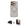 MARSİLYAN™- iPhone 15 Pro Max Kılıf Ahenk Klasik Özel Seri - Siyah 3D Antistatik Mat Seramik Nano Ekran Koruyucu + Raze Metal Kamera Lens - SH
