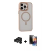 MARSİLYAN™- iPhone 15 Pro Max Kılıf Ahenk Klasik Özel Seri - Siyah 3D Antistatik Mat Seramik Nano Ekran Koruyucu + Raze Metal Kamera Lens - GS