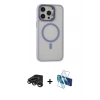 MARSİLYAN™- iPhone 15 Pro Max Kılıf Ahenk Klasik Özel Seri - Siyah 3D Antistatik Seramik Nano Ekran Koruyucu + Raze Metal Kamera Lens - TMGI