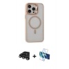 MARSİLYAN™- iPhone 15 Pro Max Kılıf Ahenk Klasik Özel Seri - Siyah 3D Antistatik Seramik Nano Ekran Koruyucu + Raze Metal Kamera Lens - TMGI
