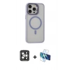 MARSİLYAN™- iPhone 15 Pro Max Kılıf Ahenk Klasik Özel Seri - Siyah 3D Antistatik Seramik Nano Ekran Koruyucu + PVD Metal Kamera Lens - GI