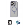 MARSİLYAN™- iPhone 15 Pro Max Kılıf Ahenk Klasik Özel Seri - Siyah 3D Antistatik Seramik Nano Ekran Koruyucu + PVD Metal Kamera Lens - TU