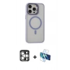 MARSİLYAN™- iPhone 15 Pro Max Kılıf Ahenk Klasik Özel Seri - Siyah 3D Antistatik Seramik Nano Ekran Koruyucu + PVD Metal Kamera Lens - GS