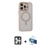 MARSİLYAN™- iPhone 15 Pro Max Kılıf Ahenk Klasik Özel Seri - Siyah 3D Antistatik Seramik Nano Ekran Koruyucu + PVD Metal Kamera Lens - GS