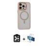 MARSİLYAN™- iPhone 15 Pro Max Kılıf Ahenk Klasik Özel Seri - Siyah 3D Antistatik Seramik Nano Ekran Koruyucu + PVD Metal Kamera Lens - TU