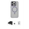 MARSİLYAN™- iPhone 15 Pro Max Kılıf Ahenk Klasik Özel Seri - Siyah Bilvis 0.18mm Plus Cam Ekran Koruyucu + Raze Metal Kamera Lens - GS