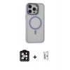 MARSİLYAN™- iPhone 15 Pro Max Kılıf Ahenk Klasik Özel Seri - Siyah Bilvis 0.18mm Plus Cam Ekran Koruyucu + PVD Metal Kamera Lens - TU